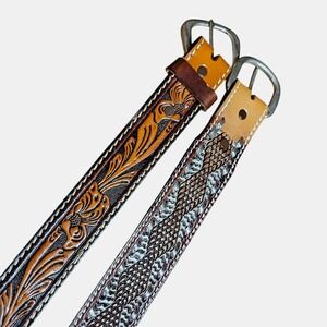 High-Quality Brown Textured Leather Belts